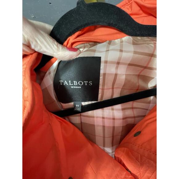 Talbots Quilted Barn Jacket Tangerine Orange Pockets Size 3X - Picture 4 of 4